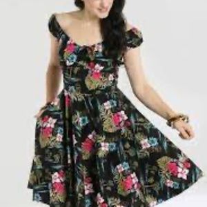 Hell Bunny Noa Noa Tropical Tiki Print Swing Dress